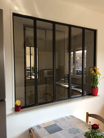 Ensemble de 5 Verrières Acier Type Atelier