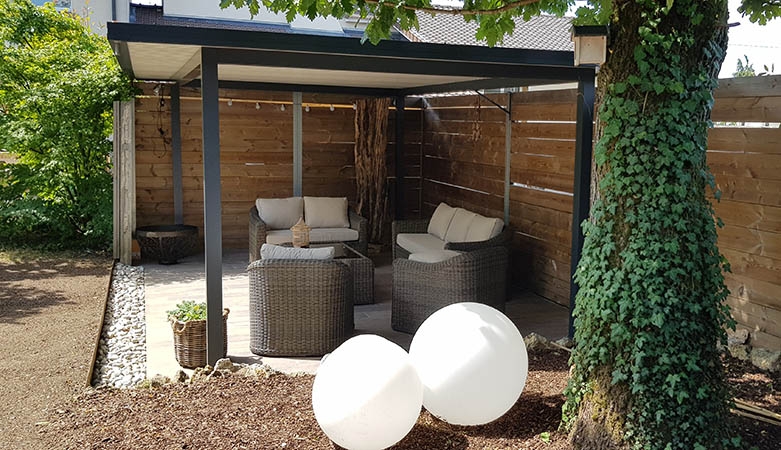 Pergola Aluminium Toit Plat avec Débords 2