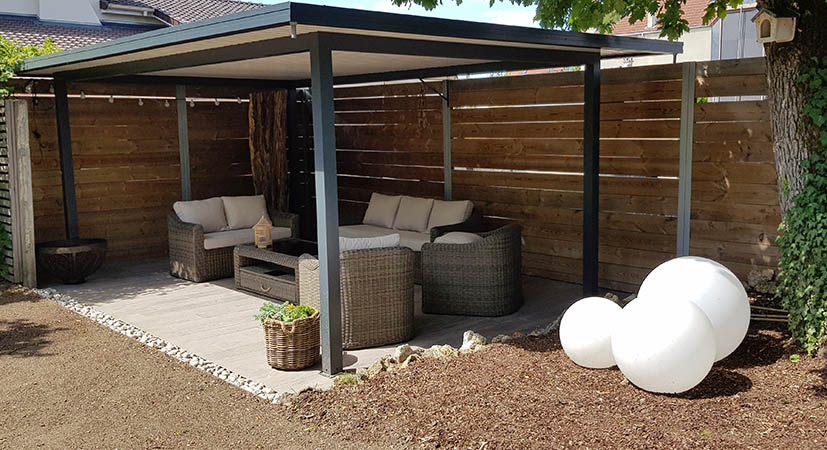 Pergola Aluminium Toit Plat avec Débords